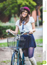 old picture porn woman old fashioned woman park bicycle stock photo