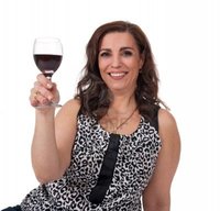 red mature anikasalsera smiling mature woman glass red wine isolated white background photo