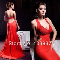 red mature htb kdkpxxxxaaxxxxq xxfxxxb gorgeous red sleeveless open back halter design lace appliqued floor length modern long chiffon mature women item